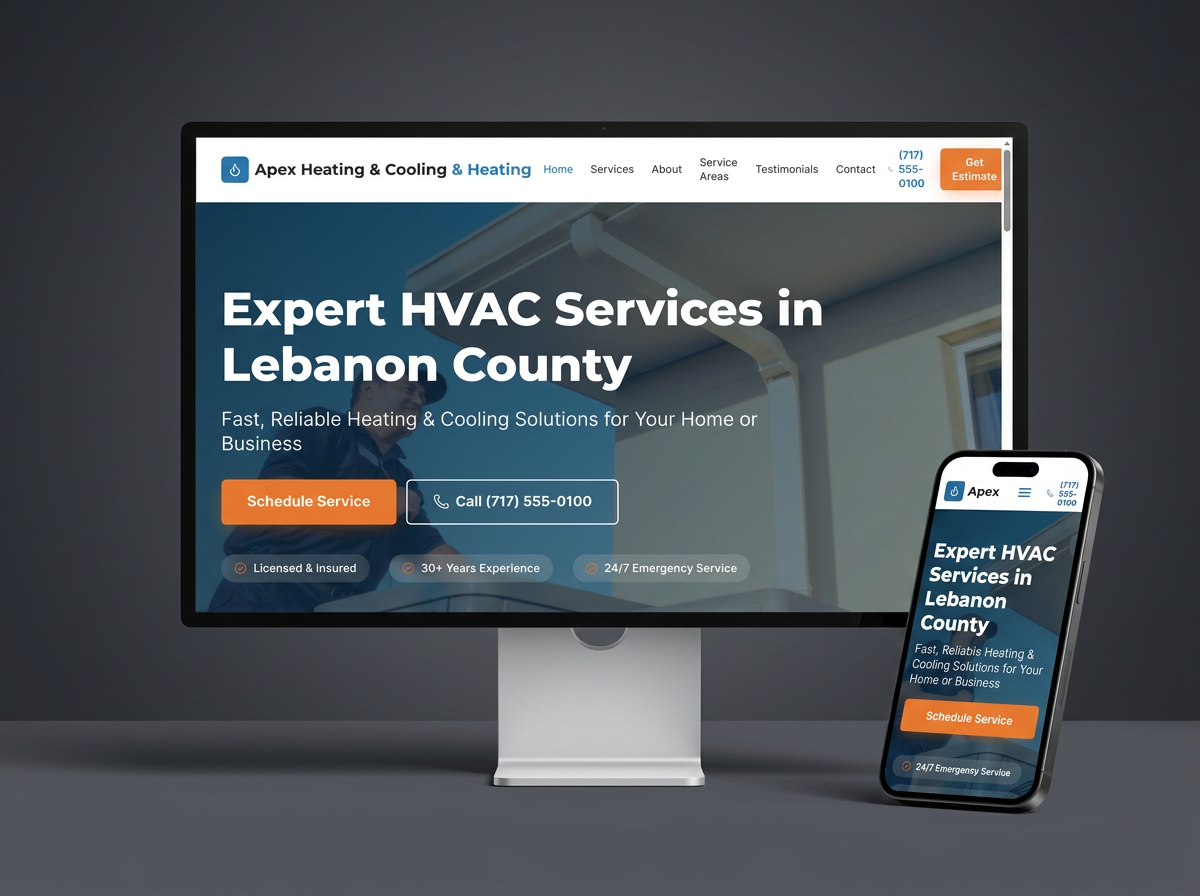Apex Heating & Cooling website mockup