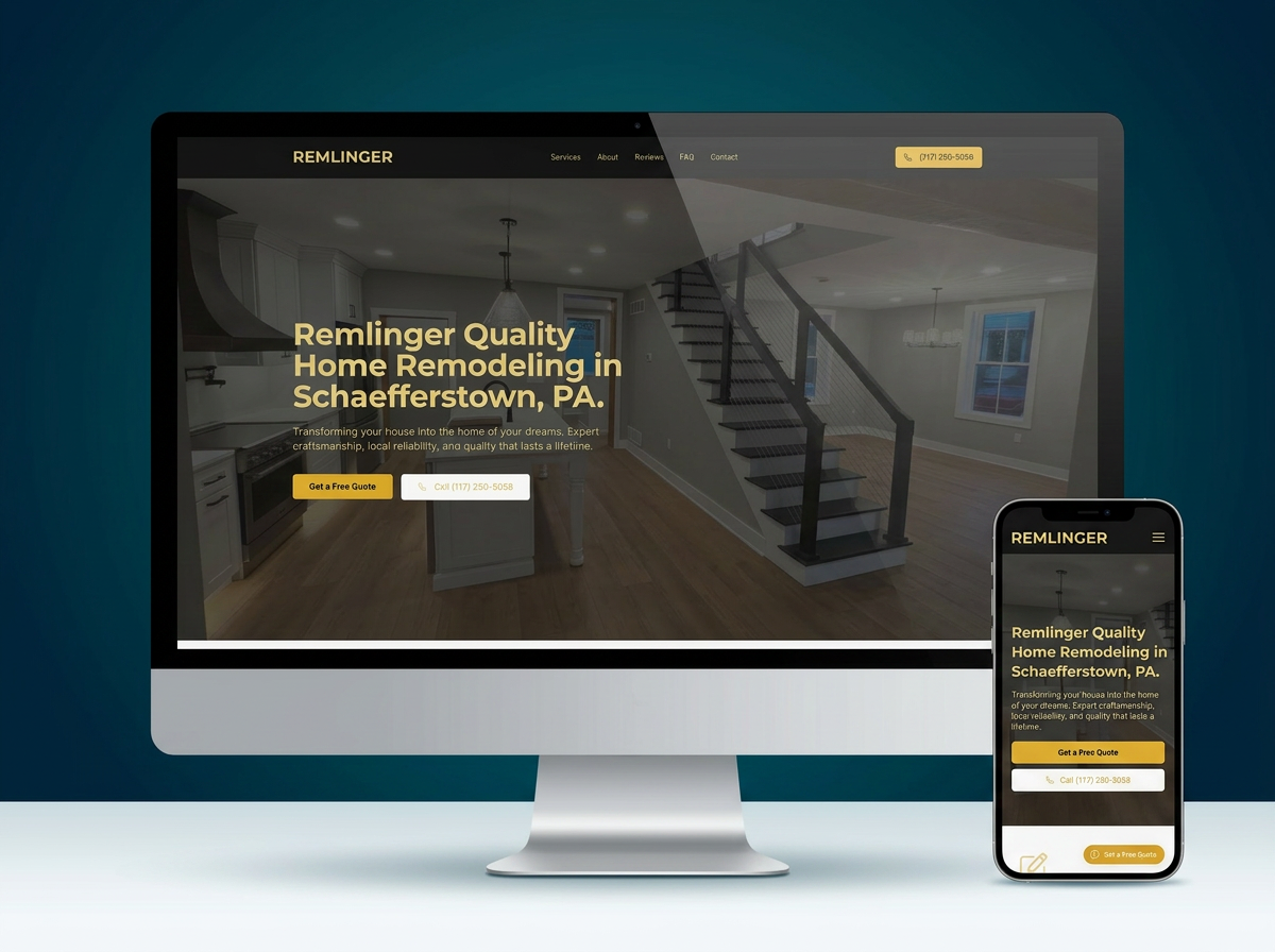 Remlinger Quality Home Improvements website mockup